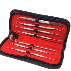Juego de Herramientas de Limpieza Dental de Acero Inoxidable, 7 Piezas, Kit de Higiene Dental, Espejo, Raspador, con Estuche con Cremallera - Product Image 1