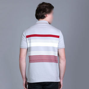 T-shirt décontracté à rayures avec appliques aux épaules tombantes, en polo à bretelles surdimensionnées contrastées de couleur bleue et marron - Product Image 2