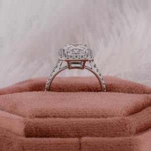 Radiant Cut Eco-Friendly Lab Grown Diamond Accent <b>Ring</b> 4 Claw Prong <b>Set</b> CVD Wedding <b>Ring</b> for Her Trendy Halo <b>Ring</b> - Product Image 2