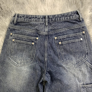Wholesale High Quality <b>Men's</b> <b>Vintage</b> Fashion Denim <b>Shorts</b> Straight Custom Baggy Distressed Dark Washed Cotton High Street Style - Product Image 4