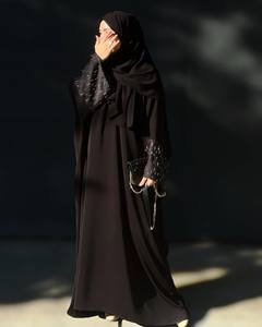 Abaya d'hiver en soie ornée de cristaux, anti-rides, édition spéciale pour les mariées, vêtements de prière islamiques faits à la main, élégants et modestes - Product Image 5