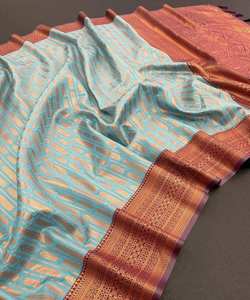Premium Party Wear Saree - <b>Silk</b>, <b>Organza</b>, Velvet & Sequence Lace with Blouse - Product Image 5