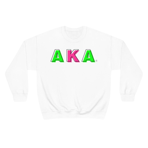เสื้อสเวตเชิ้ตคอกลมพิมพ์ลายตราสัญลักษณ์ AKA ระดับโลก ผ้าฟลีซพรีเมียม เสื้อผ้าชมรมหญิงกรีก แบบสั่งทำพิเศษ สีขาวชมพู - Product Image 1