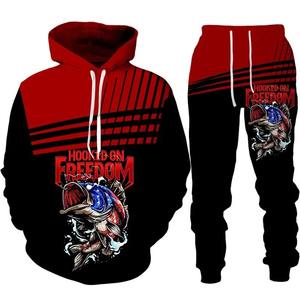 Chándales de diseño con capucha impresos en 3D Premium 2025 nuevos transpirables elegantes hombres conjunto de 2 piezas trajes de sudor de algodón personalizados - Product Image 1