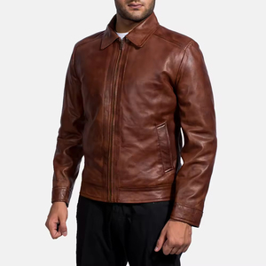 Veste en cuir marron pour homme, best-seller, vente flash, 100% cuir véritable, veste tendance, qualité supérieure, vente en gros OEM - Product Image 1