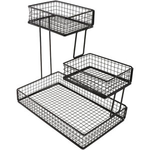 Mejores Precios de Venta: Cesta de Almacenamiento de Alambre de Hierro de 3 Niveles, Forma Personalizada, Ecológica, Multifuncional, para Frutas y Verduras, Color Negro - Product Image 6