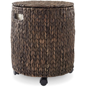 <span class=keywords><strong>Espresso</strong></span> Vòng Handwoven Nước Hyacinth Lưu Trữ Giỏ Với Nắp Cán <span class=keywords><strong>Hamper</strong></span> Bin Bánh Xe Cho Phòng Tắm Cho Giặt Phòng Ngủ Sử Dụng - Product Image 1