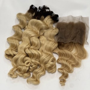 LAOSE WAVE DEEP NATURAL WAVE pour BLONDE SUPER DOUBLE ÉPAIS PLEINE VIERGE REMY MACHINE DOUBLE TRAME CHEVEUX HUMAINS VIETNAMIENS - Product Image 2