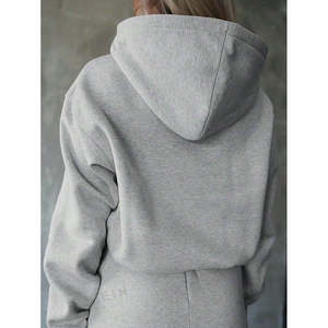 Completo due pezzi da donna a maniche lunghe con stampa '<span class=keywords><strong>Nope</strong></span>' e vita a costine, 29396 - Grigio - Product Image 2