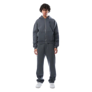 Ensemble de survêtement jogging 2 pièces pour femme, en molleton bouclette 100 % coton, coupe évasée, uni, style streetwear, pour l'hiver, vente en gros - Product Image 4