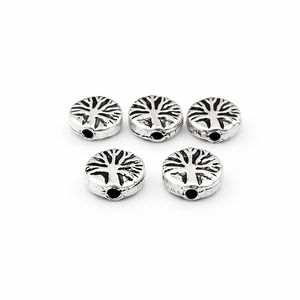 Abalorio espaciador Árbol de la Vida de Plata de Ley 925 de 9 mm, chapado en oro de 18 quilates, con gema de 3 mm, para fabricación de joyas - Product Image 1