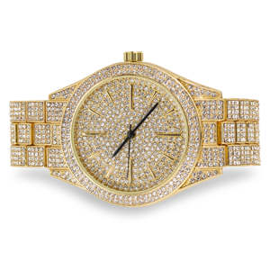 นาฬิกาแฟชั่นทรงเหลี่ยมประดับเพชรเทียม สายสแตนเลสสีทอง หน้าปัดแบบกระจก ควอตซ์ โบราณ - Product Image 3