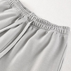 Jersey de peso pesado para hombre, chándal de algodón tejido con gofres, sudaderas con capucha y pantalones de chándal sólidos, conjunto de dos piezas para correr de primavera - Product Image 5