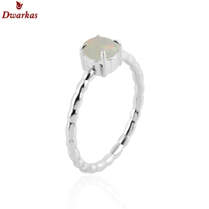 Meilleure vente 925 argent Sterling 4mm opale de feu éthiopienne pierre de coupe ronde bague délicate vente bijoux en pierres précieuses - Product Image 2