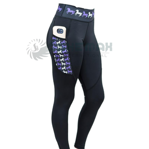 Medias de equitación para mujer, tela elástica transpirable de secado rápido, ajuste cómodo, cintura alta con diseño de agarre de asiento a la venta - Product Image 3