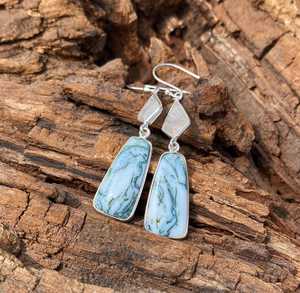 Pendientes artesanales de ágata verde musgo y piedra lunar, plata de ley 925, joyería de piedras preciosas para mujer, regalo. - Product Image 6