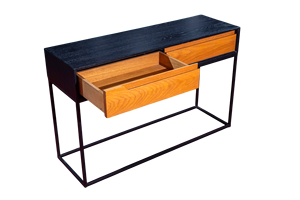 Table console moderne en bois de chêne blanc avec pieds en métal meubles de maison tendance pour appartements villas salon hôtel chambre à coucher - Product Image 3