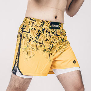 Shorts de MMA Fightbro doublés Gladiator avec logo frontal, design personnalisé, durables, unisexes, tissu 160g, 92% polyester, 8% élasthanne, sublimation - Product Image 6