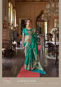 Nuevo Rajtex Karnival Gold Handloom Weaving Design Festival Sari especial - Product Image 4