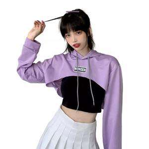 Customization Women <b>Long</b> <b>Sleeve</b> <b>Cropped</b> Super Crop <b>Top</b> Hoodies Athletic Sports Gym Yoga Dance Sweatshirt Gym Wear - Product Image 4