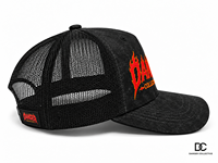 Casquette de baseball sportive en daim noir motif léopard, 5 panneaux, style trucker, broderie personnalisée, dos en maille, visière incurvée réglable, streetwear