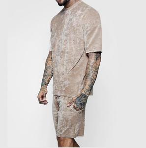 Conjunto de Shorts de Diseño Moderno, Lisos, Teñidos, Estampados, Tie Dye, de Terciopelo, Oversize, Combinables, Transpirables - Product Image 3