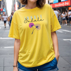 T-shirt pour femme en coton 100% premium, doux, respirant et décontracté, tee-shirt jaune uni, parfait pour un usage quotidien ou une impression personnalisée - Product Image 4