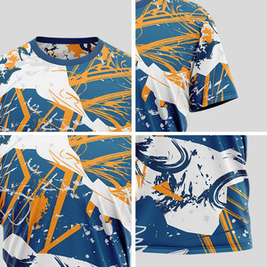 T-shirt de sport pour homme en polyester de haute qualité, personnalisé OEM, à séchage rapide, manches courtes, impression numérique, respirant, techniques brodées de haute qualité - Product Image 5