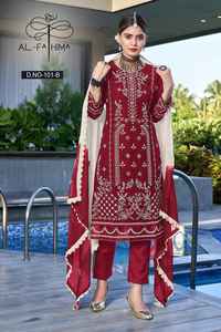Tenue de créateur tendance fantaisie Costume Salwar en fausse georgette de qualité supérieure avec broderie lourde et travail à la main à vendre - Product Image 4