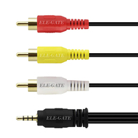 Kabel AV 3 RCA Pria Berlapis Emas untuk TV Aux Komputer HDTV Kamera Mikrofon Speaker-Jaket PVC 1m/2m WI.174