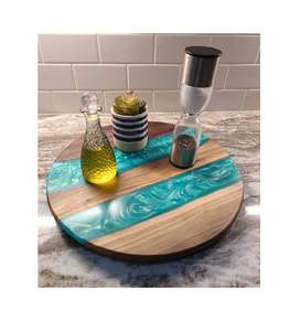 Custom Wood and Resin Lazy Susan Admirable Diseño Artesanal redondo giratorio diseño Wood & resin Lazy Susan - Product Image 5