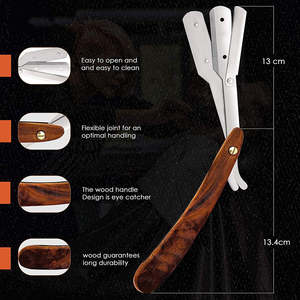 Navajas de Afeitar Rectas Manuales de Acero Inoxidable de Alta Calidad para Hombre, Mango de Madera, Herramienta de Belleza para Barbería - Product Image 5