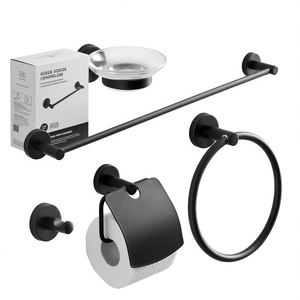 Ensemble de 5 accessoires de salle de bain muraux noir mat - Product Image 3