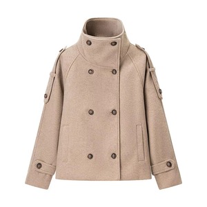 European <b>American</b> Style Women's Breathable Autumn Solid Color Long-sleeved Double-breasted Vintage Jacket - Product Image 3