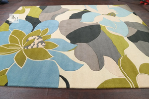 Juego de alfombras de lujo con mechones a mano florales de lana fina 100%, versátil para el hogar, dormitorio, sala de estar, salón, Alfombra de área de tamaño personalizado - Product Image 2