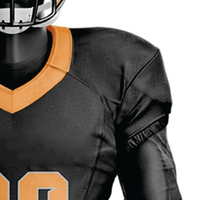 Uniforme de Fútbol Americano Sublimado Unisex, Transpirable, Absorbente de Humedad, 100% Poliéster, Negro y Naranja, con Nombre del Jugador