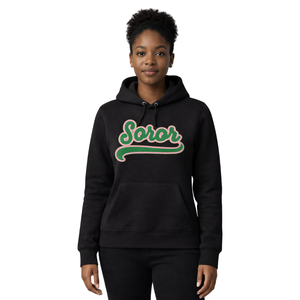 <b>Black</b> 08 Soror Pullover Hoodie Greek Sorority <b>Womens</b> Pink & Green College Sisterhood Stylish Casual Hoodie Apparel - Product Image 1