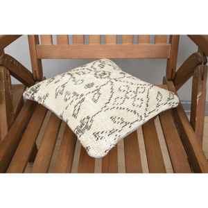 Luxe Vintage 18x18 Beige Kilim Patchwork Laine Oreiller 12x12 Pouces Rustique Imprimé Floral Coussin Literie Sol Tissé Antidérapant - Product Image 4