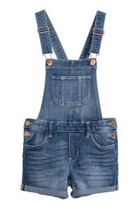 Denim High Quality <b>Short</b> Dungaree for Women Light Wash Distressed Vintage Effortless Style Bib <b>Overall</b> Button Printed Trendy - Product Image 3