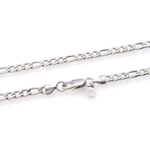 Cadena de Eslabones Figaro Plateada de 5 mm con Diamante y Perla, Joyería Religiosa Clásica de Acero Inoxidable para Regalos de Aniversario, Estilo Clásico - Product Image 1