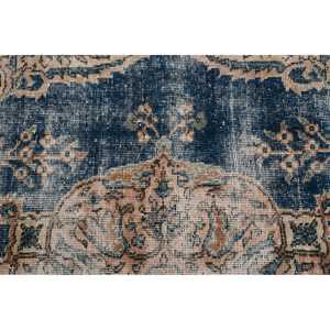 Alfombra Turca Vintage, Alfombra de 1.7x8.2 pies, Alfombra de Lana Abstracta Azul Marrón - Product Image 4