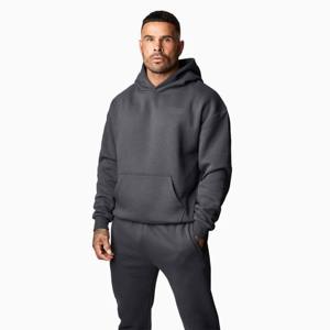 Charcoal Grey Men's <b>Oversized</b> Two-Piece Tracksuit Set Heavyweight Fleece Hoodie <b>Joggers</b> Casual Gym Streetwear for Travel Solid - Product Image 1