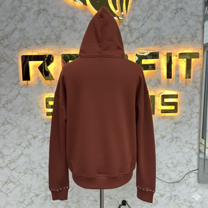 Sweat à capuche zippé pour homme en molleton streetwear, effet délavé à l'acide, avec strass et fermeture éclair, style usé, personnalisable par le fabricant - Product Image 2