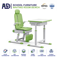Ensemble bureau et chaise ergonomiques réglables pour étudiants, station d'étude inclinable avec repose-pieds, structure en acier inoxydable pour l'école