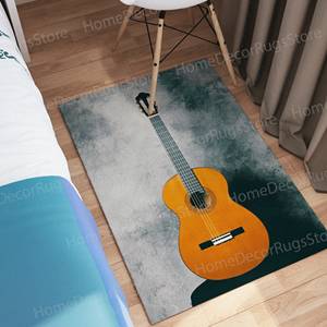 Alfombra con Estampado de Guitarra, Regalo para Guitarrista, Decoración para Sala de Música, Antideslizante, con Pelo Suave - Product Image 1