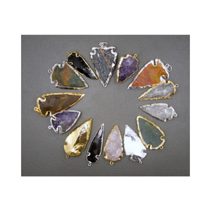 Colgante de punta de flecha de piedra mixta de 35-40mm Fabricante de selección Premium para Abundancia Material de latón de Estilo Vintage para hinduismo - Product Image 1