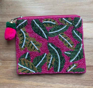 Porte-monnaie Pochette Flamant rose Broderie Chaînes Fleurs et décorations de lettres Fermeture à glissière par MD HANDICRAFTS - Product Image 6