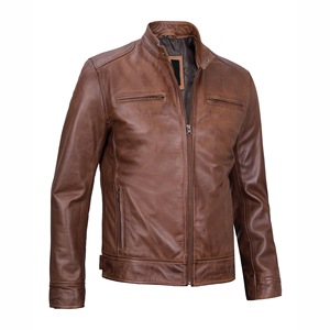 Veste en cuir véritable pour hommes, style bombardier de moto rouge, fermeture éclair, coupe-vent respirant, écologique, hiver, raisonnable - Product Image 4