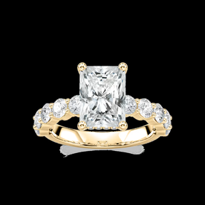 Anillo de Compromiso con Diamante Cultivado en Laboratorio de Corte Radiante de 2.40 CTW, Piedras Laterales Redondas, Certificado IGI, Oro Sólido de 14K, Anillo de Novia de Lujo - Product Image 1