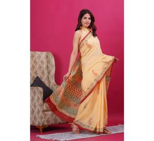 Meilleure vente sur mesure femmes coton Malmal dessiné à la main léger séchage rapide parole longueur Saree élégant fête porter indien - Product Image 2